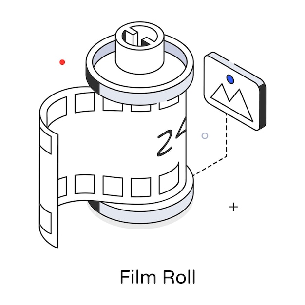 Rolka Filmu Jest Pokazana Z Czarną Kropką Na Dole.