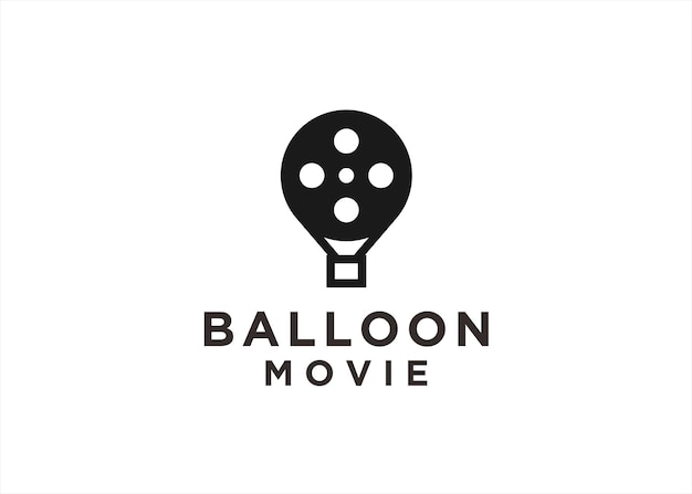 Rolka Filmu Z Balonem Na Ogrzane Powietrze Logo Ikona Wektor Ilustracja Szablon