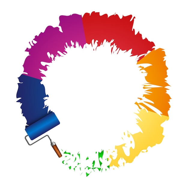 Plik wektorowy rolki farbowe i ślady farb kolorowych