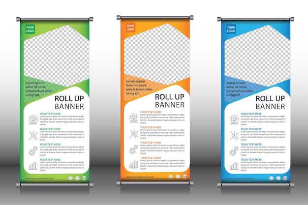 Roll Up Banner Design Edytowalny Pionowy Szablon Wektor Geometryczne Abstrakcyjne Tło Nowoczesny Xban