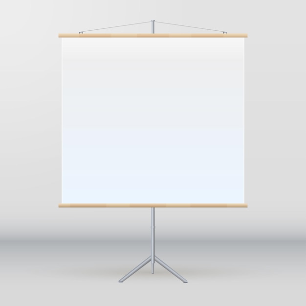 Roll Up Banner Stand na izolowanym czystym tle Szablon projektu pusty wyskakujący baner szablon wyświetlania dla projektanta Ilustracja wektorowa EPS 10 Flipchart do prezentacji promocyjnych na statywie
