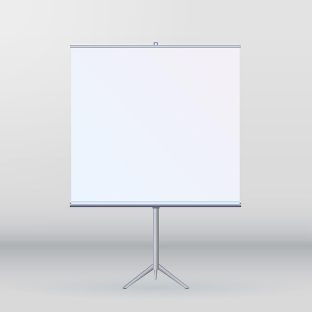 Roll Up Banner Stand na izolowanym czystym tle Szablon projektu pusty wyskakujący baner szablon wyświetlania dla projektanta Ilustracja wektorowa EPS 10 Flipchart do prezentacji promocyjnych na statywie