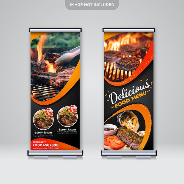 Roll Up Standee Banner Pyszne Menu Z Jedzeniem