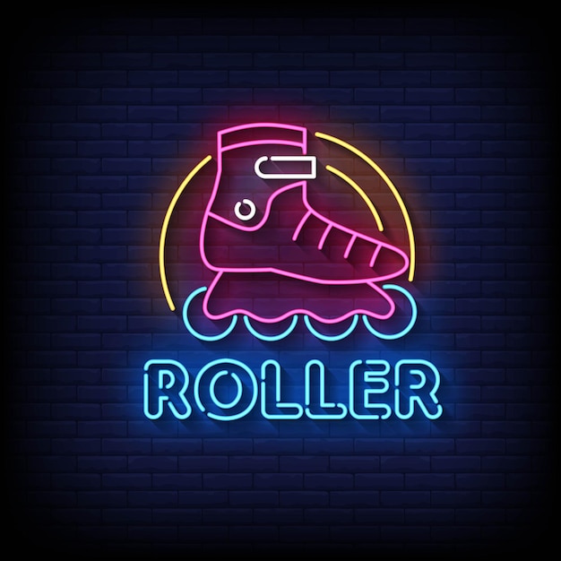 Roller Neon Znaki Styl Tekst Wektor