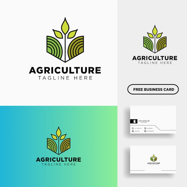 Rolnictwo Eco Zielona Linia Sztuka Logo Szablon Element Ikona