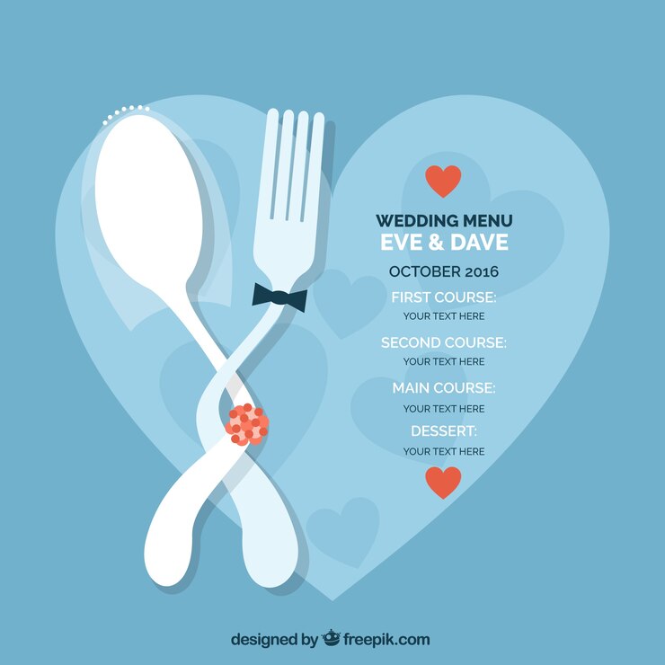 Wektor romantyczny menu ślub