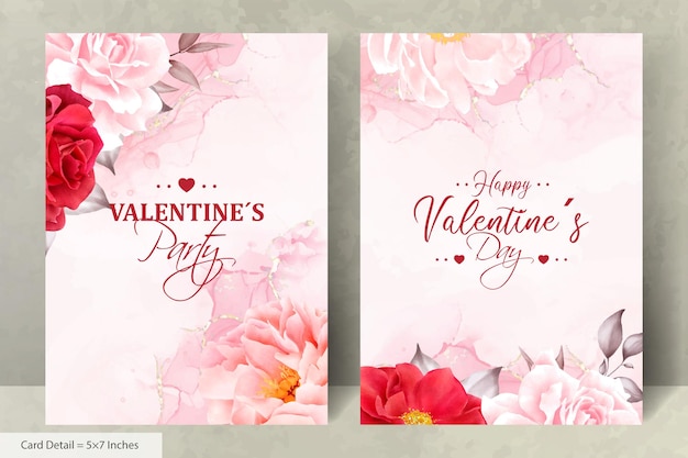 Plik wektorowy romantyczny zestaw kartek na ślub z akwarelami i bordowymi kwiatami i liśćmi