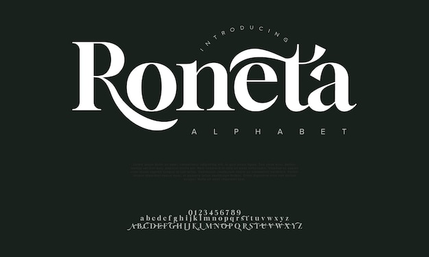 Roneta Premium Luksusowe Eleganckie Litery Alfabetu I Cyfry Elegancka Typografia ślubna Klasyczna Szeryfowa