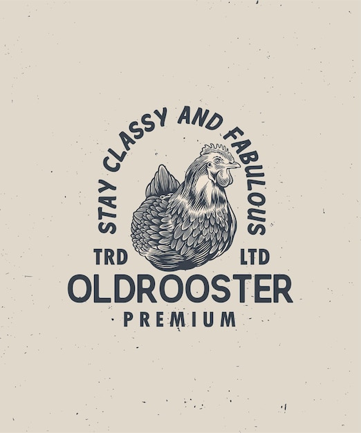 Rooster Logo Zabytkowe Elementy Produktu Rooster Vector Illustration Butcher Company Black And White