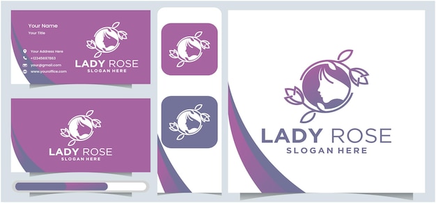 Rose Flower Logo Design Beauty Logo Piękna Kobieta I Logo Kwiat Róży Dla Ikony Piękna