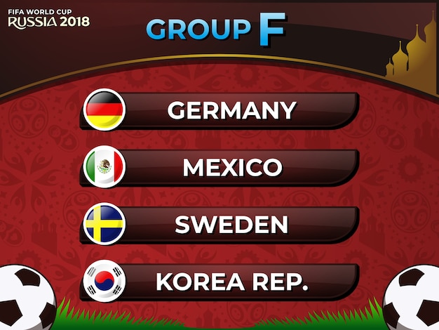 Plik wektorowy rosja 2018 drużyna piłkarska fifa world cup grupa f nations