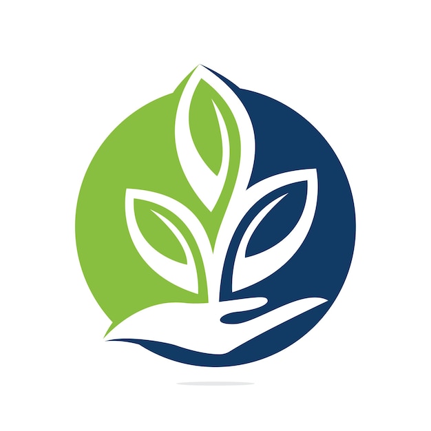 Plik wektorowy roślina w dłoni wektor logo design logo produktów ekologicznych