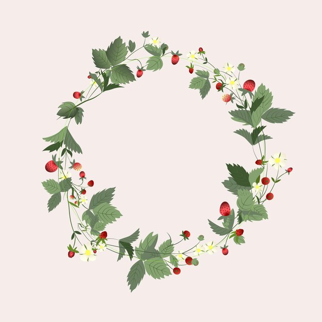 Rośliny truskawkowe Ilustracja botaniczna Ilustracje wektorowe owoców letnich Elementy dekoracyjne Pr