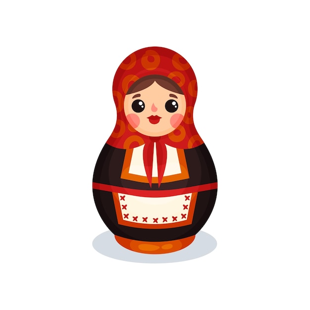 Plik wektorowy rosyjska drewniana matryoshka babushka ilustracja wyizolowana na białym tle