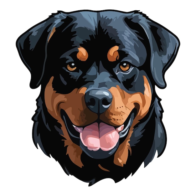 Plik wektorowy rottweiler pies ilustracji projektowania styl wektorowy idealny dla maskotki i rysunku kreskówki