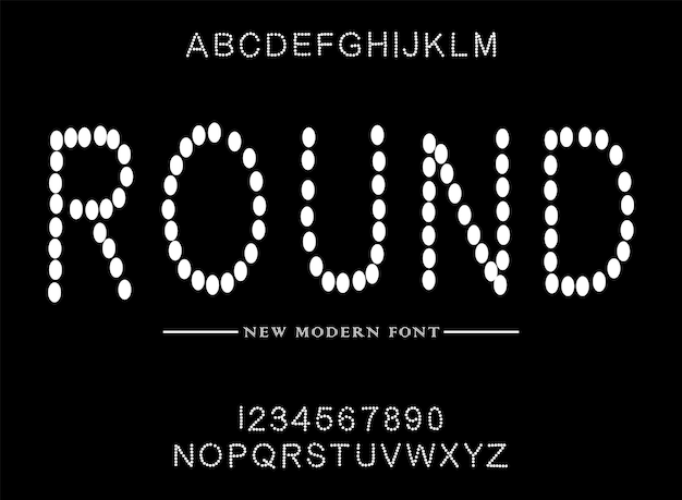 ROUND unikalny geometryczny okrągły wyświetlacz i minimalistyczny zestaw wektorów czcionek