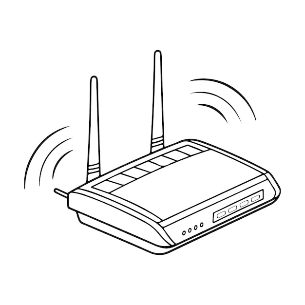 Router bezprzewodowy z antenami i falami sygnałowymi