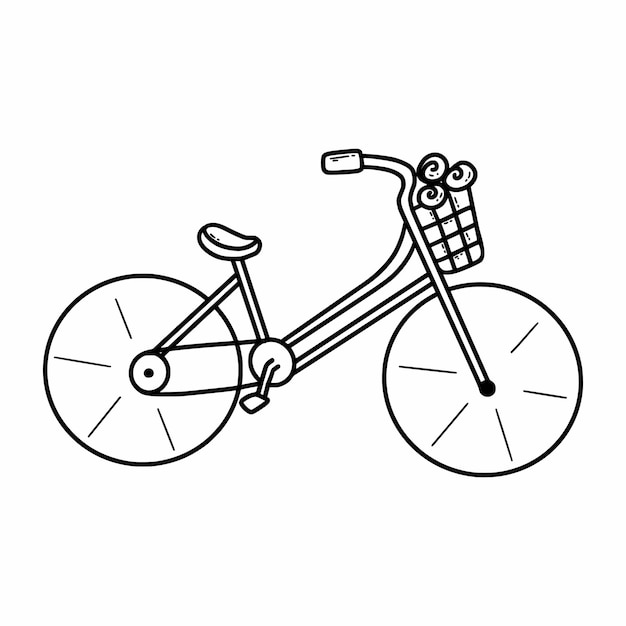 Rower Z Kwiatami Kolorowanka Dla Dzieci Vector Doodle Ilustracji Szkic