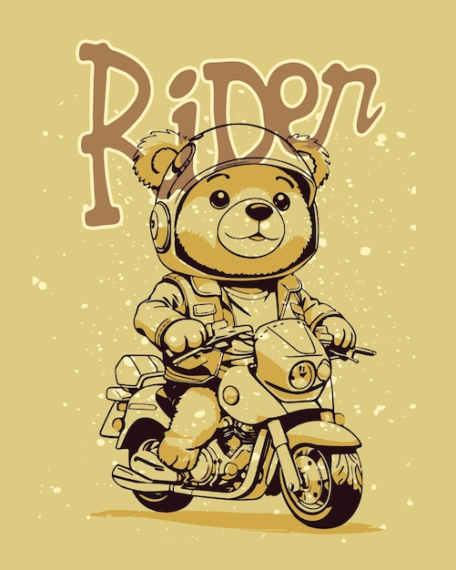 Rowerzysta niedźwiedź jazda motocyklem ilustracja kontur sztuki wektora