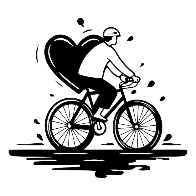 Plik wektorowy rowerzysta z sercem na rowerze ilustracja wektorowa