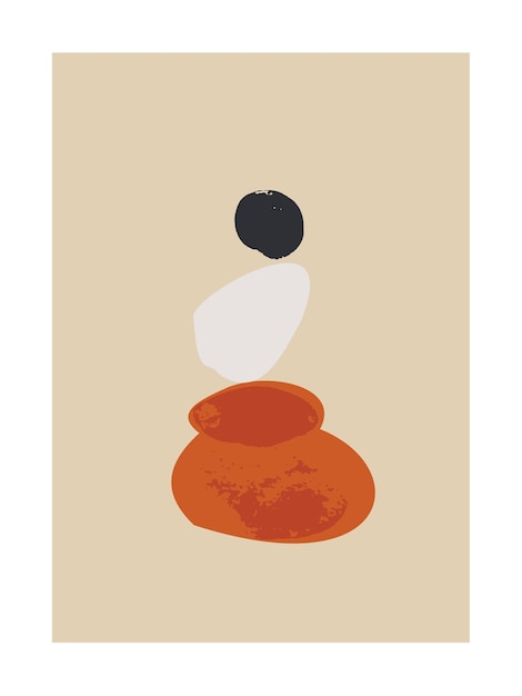 Plik wektorowy równoważenie kamieni wektor ilustracja nowoczesny plakat zen abstrakcyjne kształty