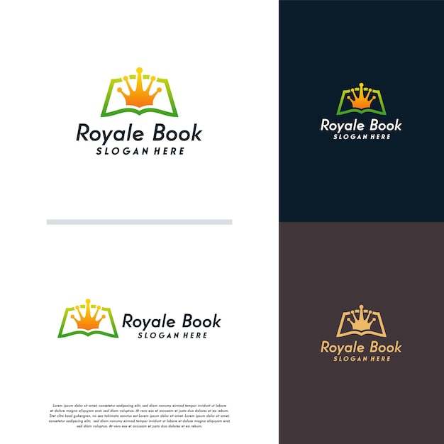 Royal Book Logo Projektuje Wektor Koncepcyjny, Szablon Projektu Logo King Book