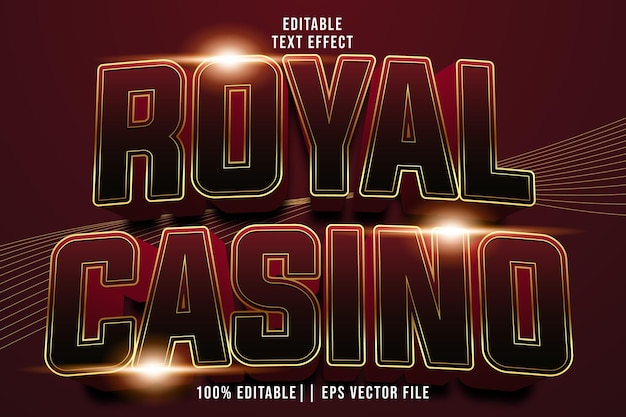 Plik wektorowy royal casino edytowalny efekt tekstowy 3d styl nowoczesny