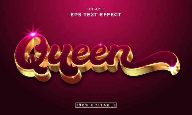 Royal Luxury Queen Edytowalny Wektor Premium Z Efektem Tekstowym 3d