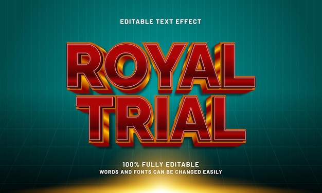 royal trial edytowalny efekt tekstu z stylem tekstu króla i królestwa