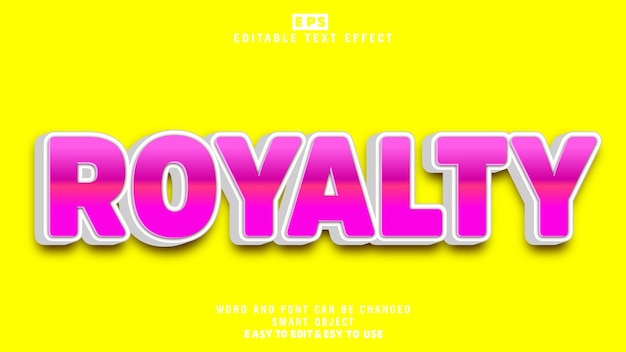Royalty 3d edytowalny efekt tekstowy wektor z tłem