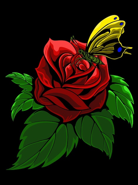 Róża I Motyl Kwiat Wektor Wzór