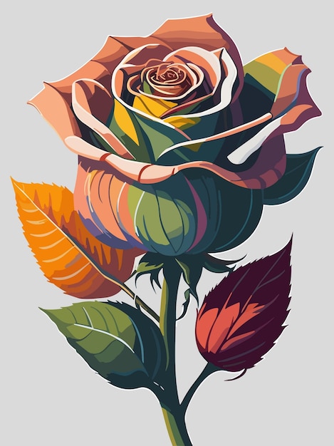 Róża Kolorowy Kolorowy Geometryczny Mozaika Realistyczny Wektor Ilustracyjny