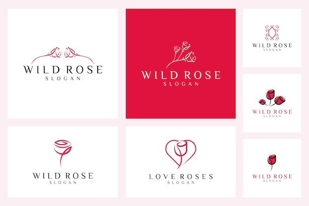 Róża Logo Kwiat Ikona Ilustracja Szablon Projektu