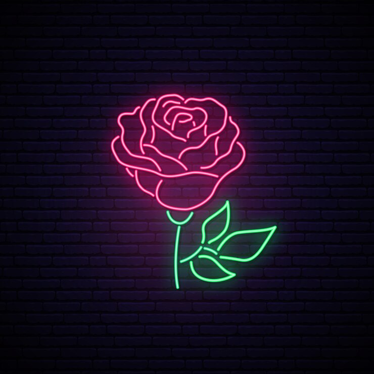 Róża neon znak.
