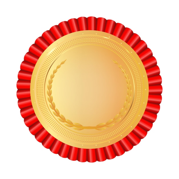 Rozeta Nagrody Złoty I Czerwony Kolor Symbol Celebracji Zwycięzcy Najlepszego Osiągnięcia Mistrza Vector