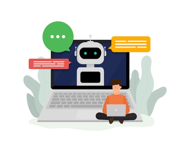 Rozmowa Z Chatbotem Online Na Laptopie Obsługa Klienta I Wsparcie