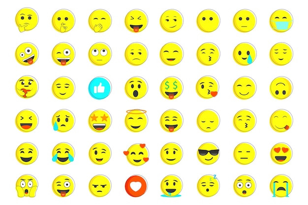 Plik wektorowy różne emoji twarze płaskie ikony duży zestaw do projektowania stron internetowych