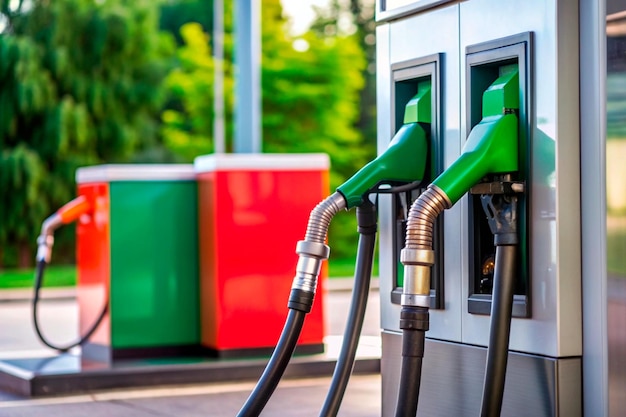 Różne pompy gazowe i dyszki w różnych kolorach