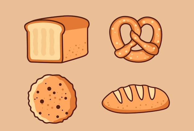Plik wektorowy różne rodzaje kolekcji pysznego chleba