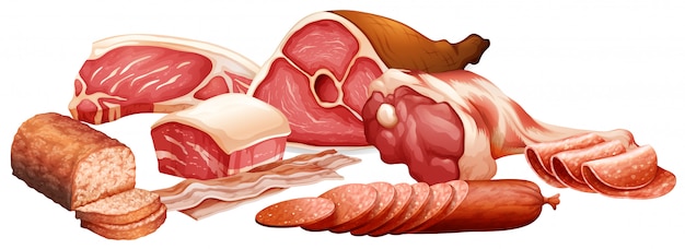 Plik wektorowy różne rodzaje mięs