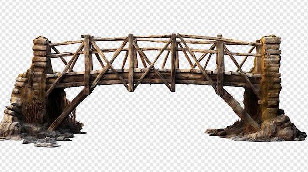 Różne rodzaje starego mostu z drewna przezroczyste tło