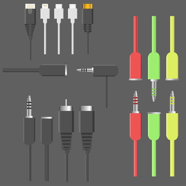 Różne Rodzaje Uniwersalnych Kabli Komputerowych Złącza Kable Microusb Miniusb Usb Typea Kabel Usb Typeb Kabel Tulipanowy Jack