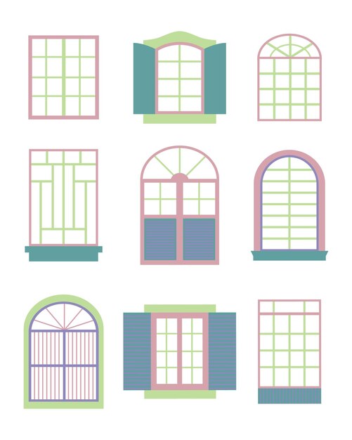 Plik wektorowy różne style kolorowych okien