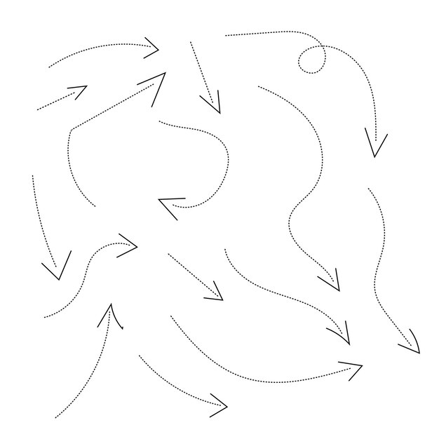 Różne szkicowe Doodle Strzałki Ręcznie rysowane proste symbole Tekstura grunge
