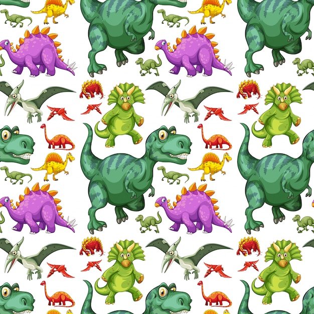 Różnego rodzaju wzór bez szwu dinozaurów