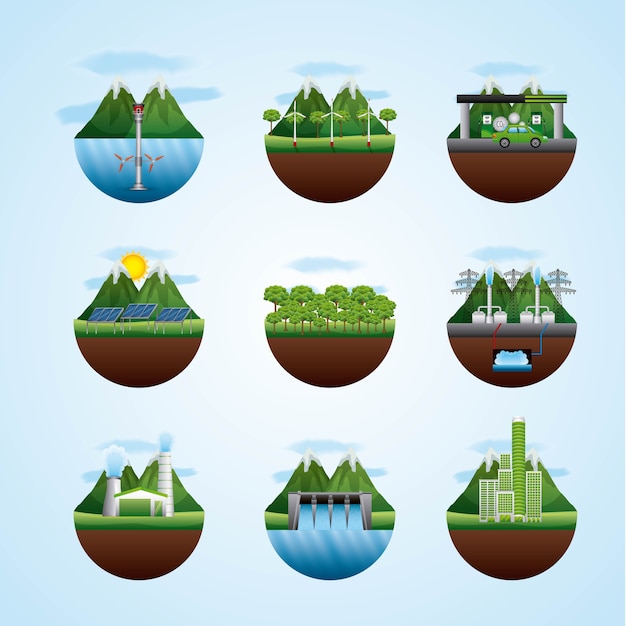 Różni Krajobraz Za Pomocą Zasobów Rodzajów Energii