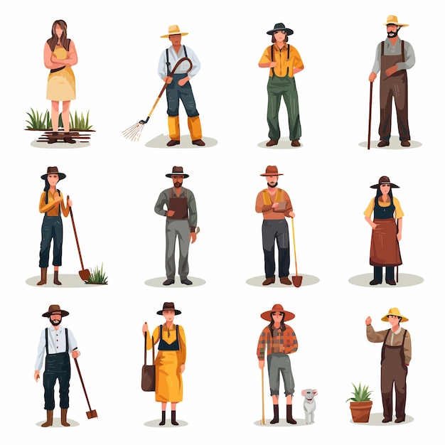 Plik wektorowy różni pracownicy_rolnictwa_mężczyźni_i_kobiety