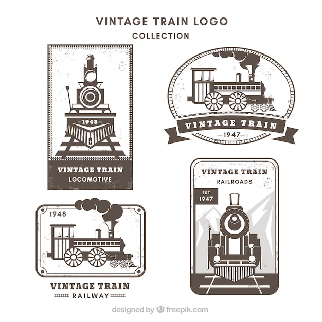 Plik wektorowy różnorodność logo pociągu w stylu vintage