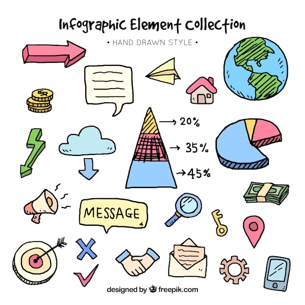 Różnorodność Ręcznie Rysowane Elementy Do Infografiki