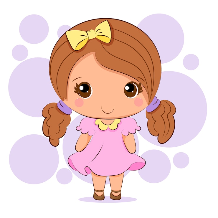 Wektor różowa dziewczynka chibi
